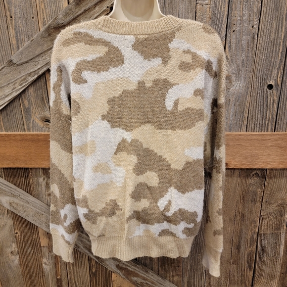 LUCKY BRAND WOOL BLEND CAMO WOMEN'S CARDIGAN SWEATER SIZE LARGE $79.50 - Picture 2 of 7